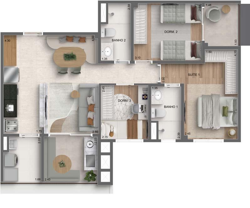 3 DORMS 73M 2